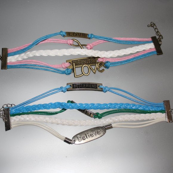 Set of Two Multi-Strand Bracelets Pendant Messages NWT - Picture 1 of 4